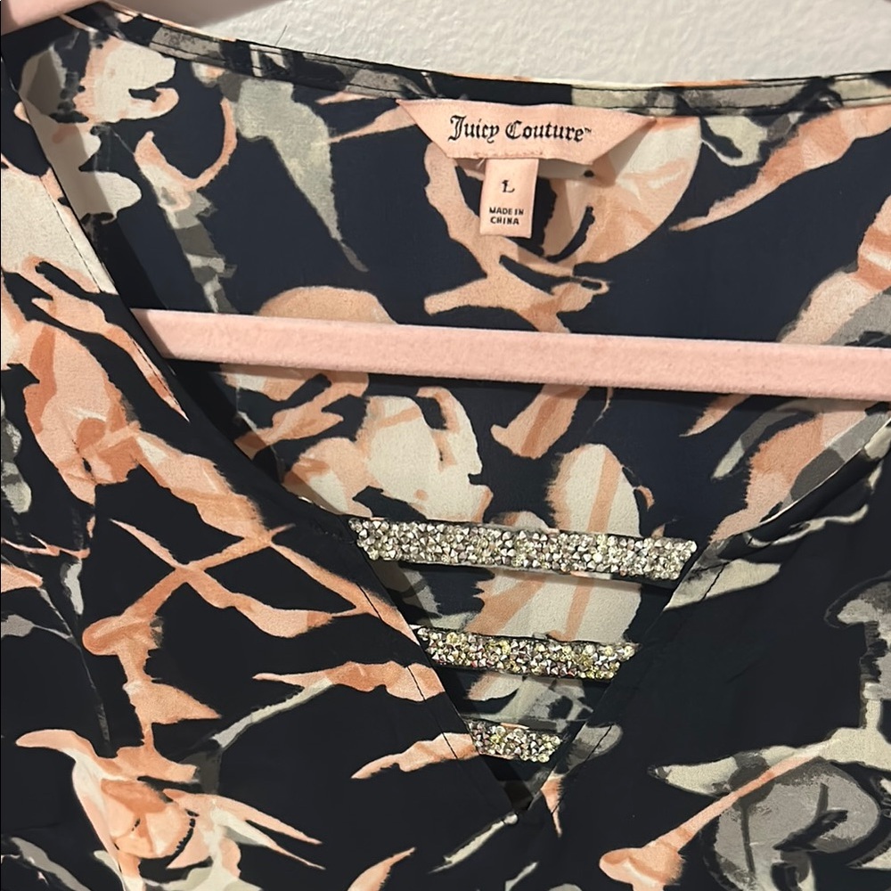 Juicy Couture Black and Peach Floral Top